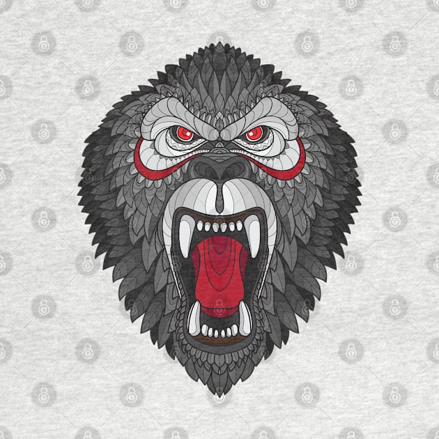 Zentangle Gorilla Head by Mako Design 